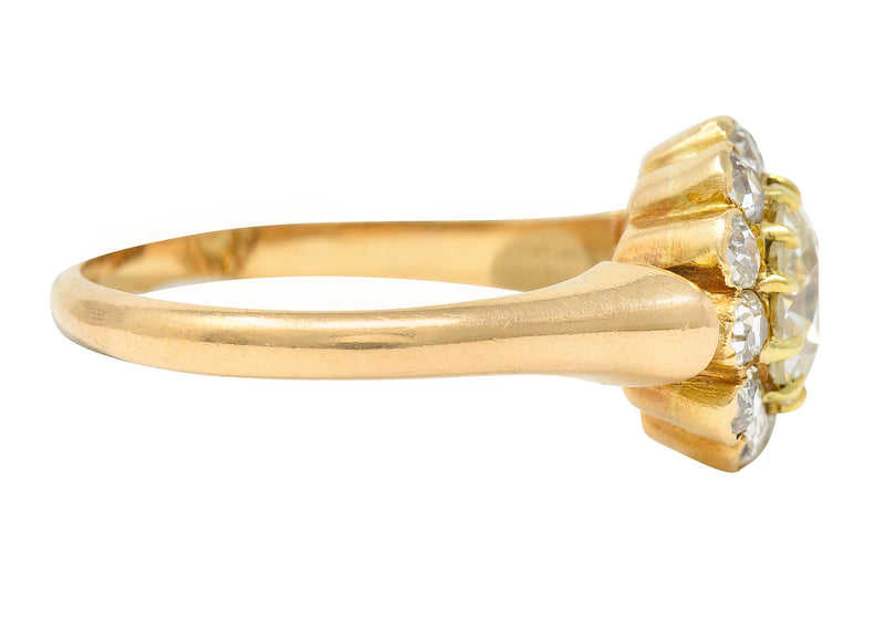 Victorian 2.26 CTW Diamond 18 Karat Yellow Gold Cluster RingRing - Wilson's Estate Jewelry