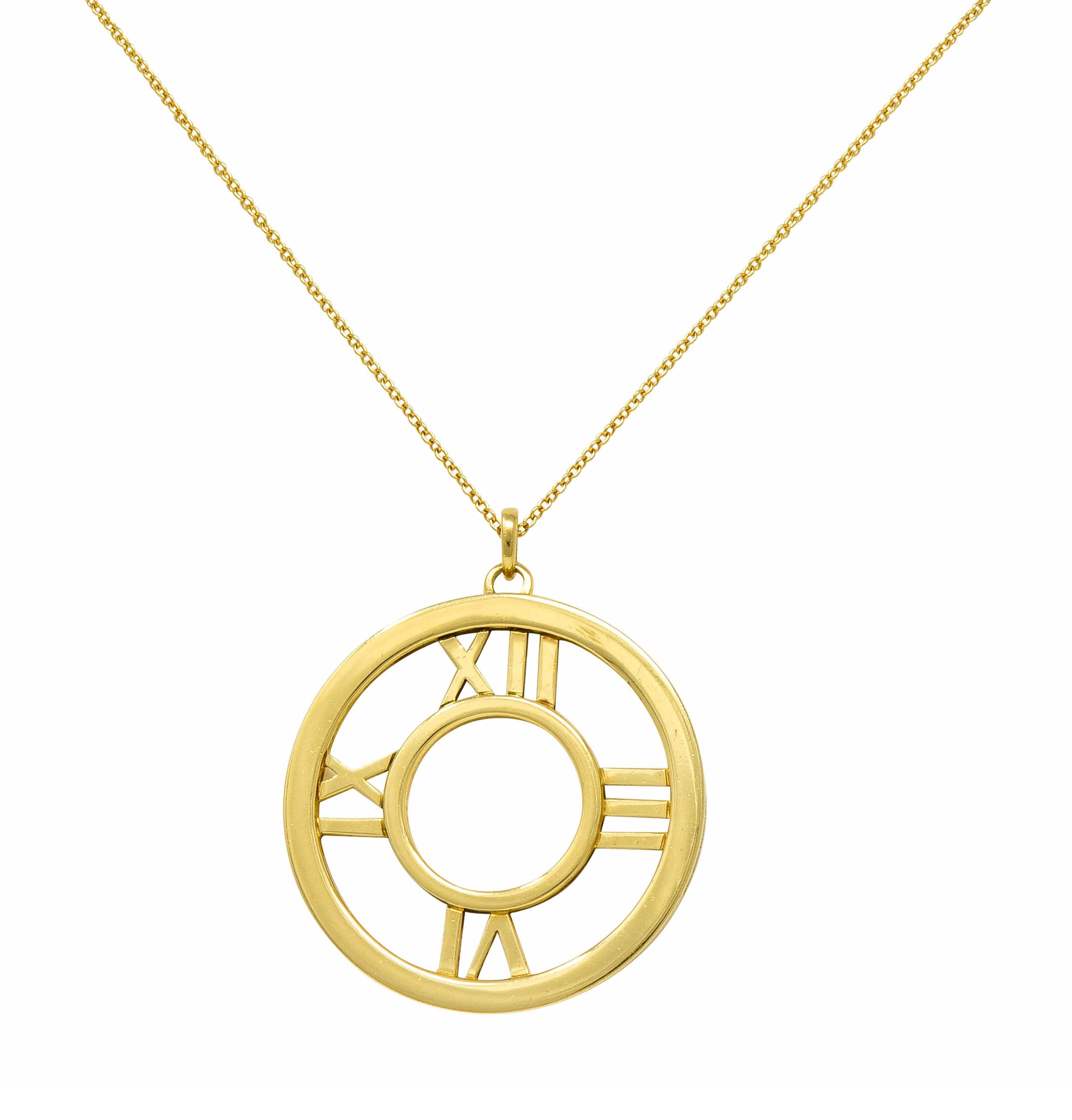 2003 Tiffany & Co. 18 Karat Gold Circular Atlas Pendant Necklace - Wilson's Estate Jewelry