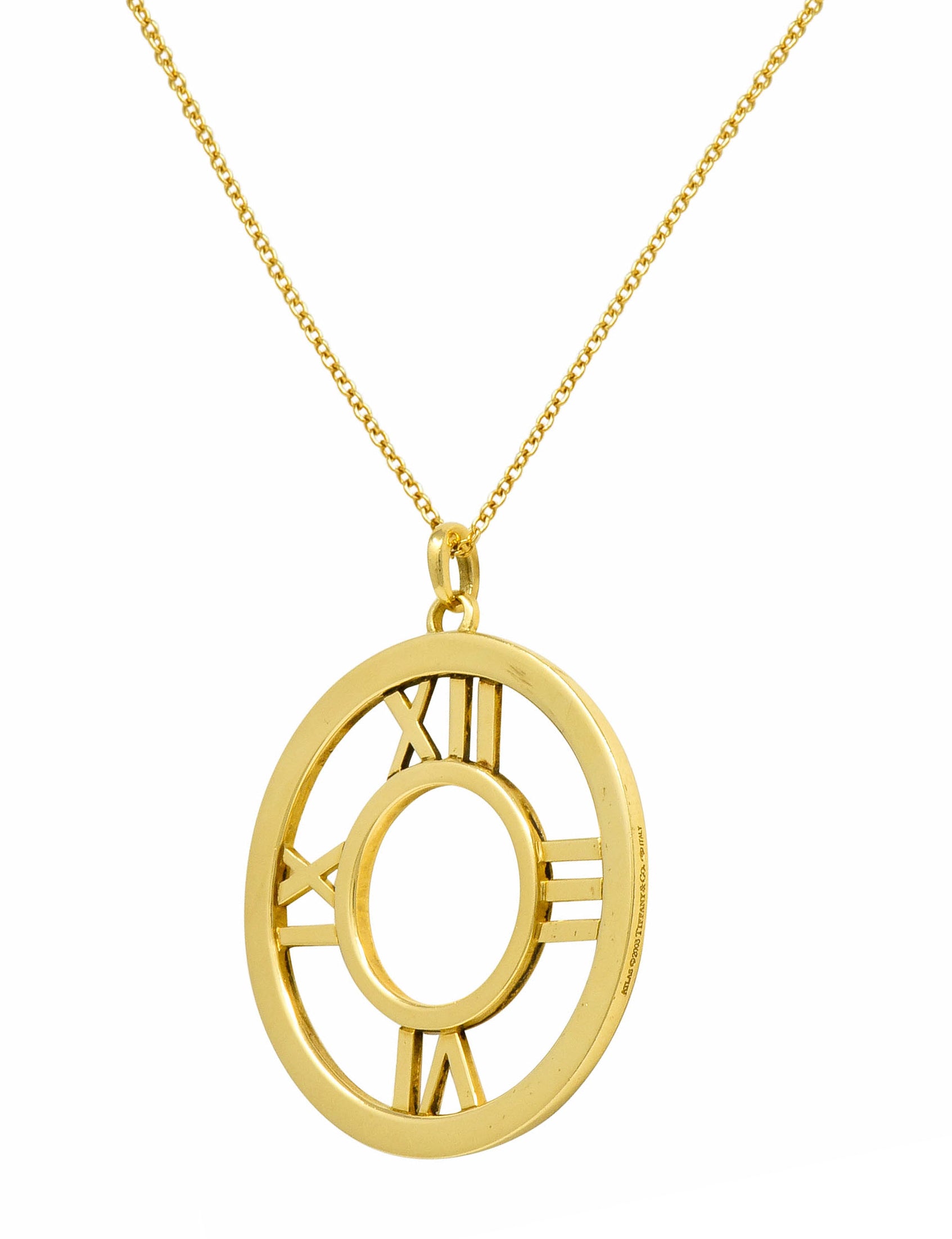 2003 Tiffany & Co. 18 Karat Gold Circular Atlas Pendant Necklace - Wilson's Estate Jewelry