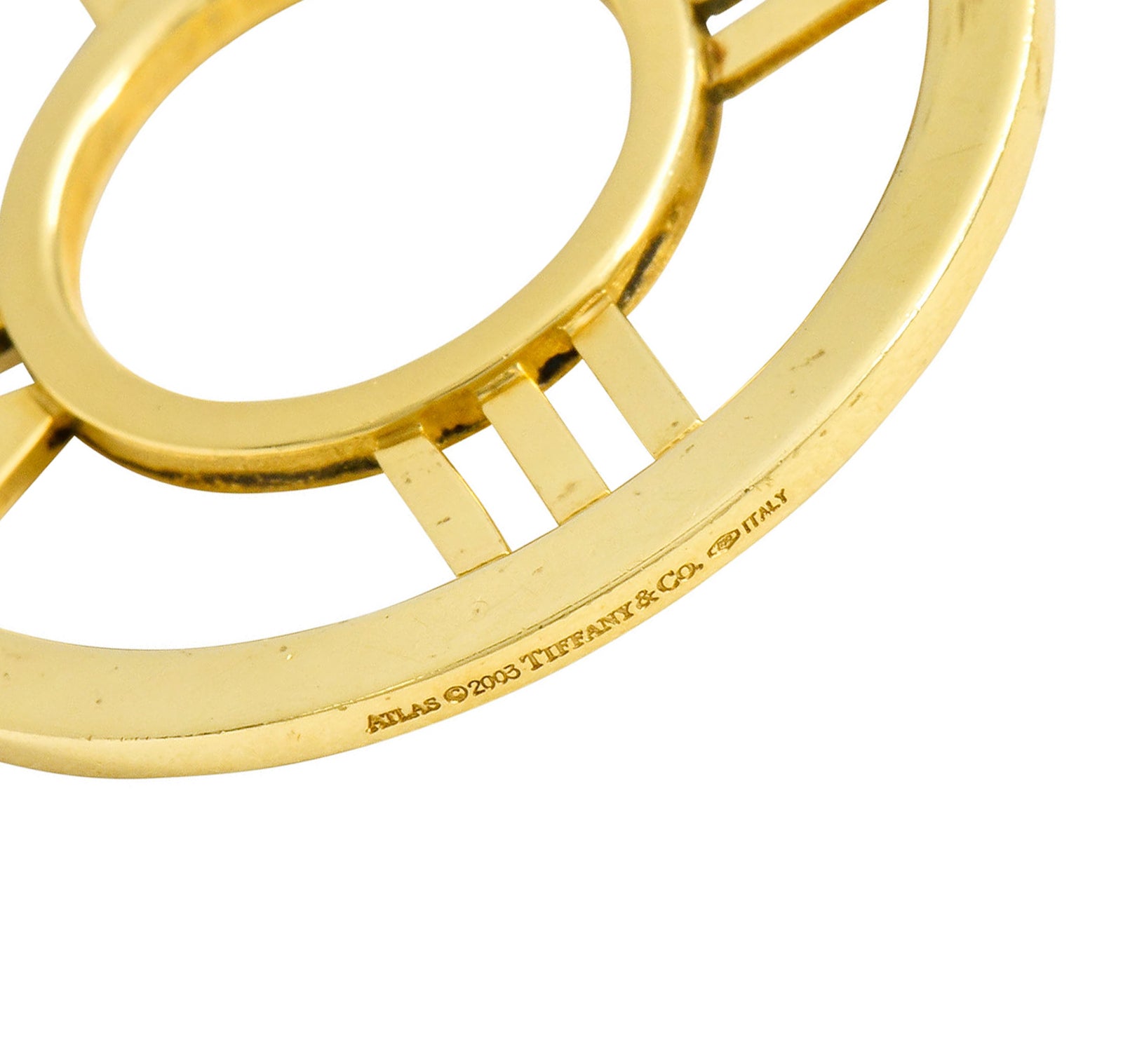 2003 Tiffany & Co. 18 Karat Gold Circular Atlas Pendant Necklace - Wilson's Estate Jewelry