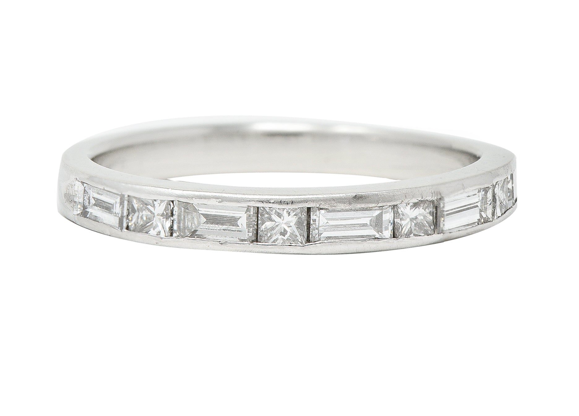 .11111Mid-Century 0.65 CTW Baguette Princess Cut Diamond Platinum Vintage Channel Band Ring Wilson's Estate Jewelry