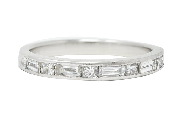 .11111Mid-Century 0.65 CTW Baguette Princess Cut Diamond Platinum Vintage Channel Band Ring Wilson's Estate Jewelry