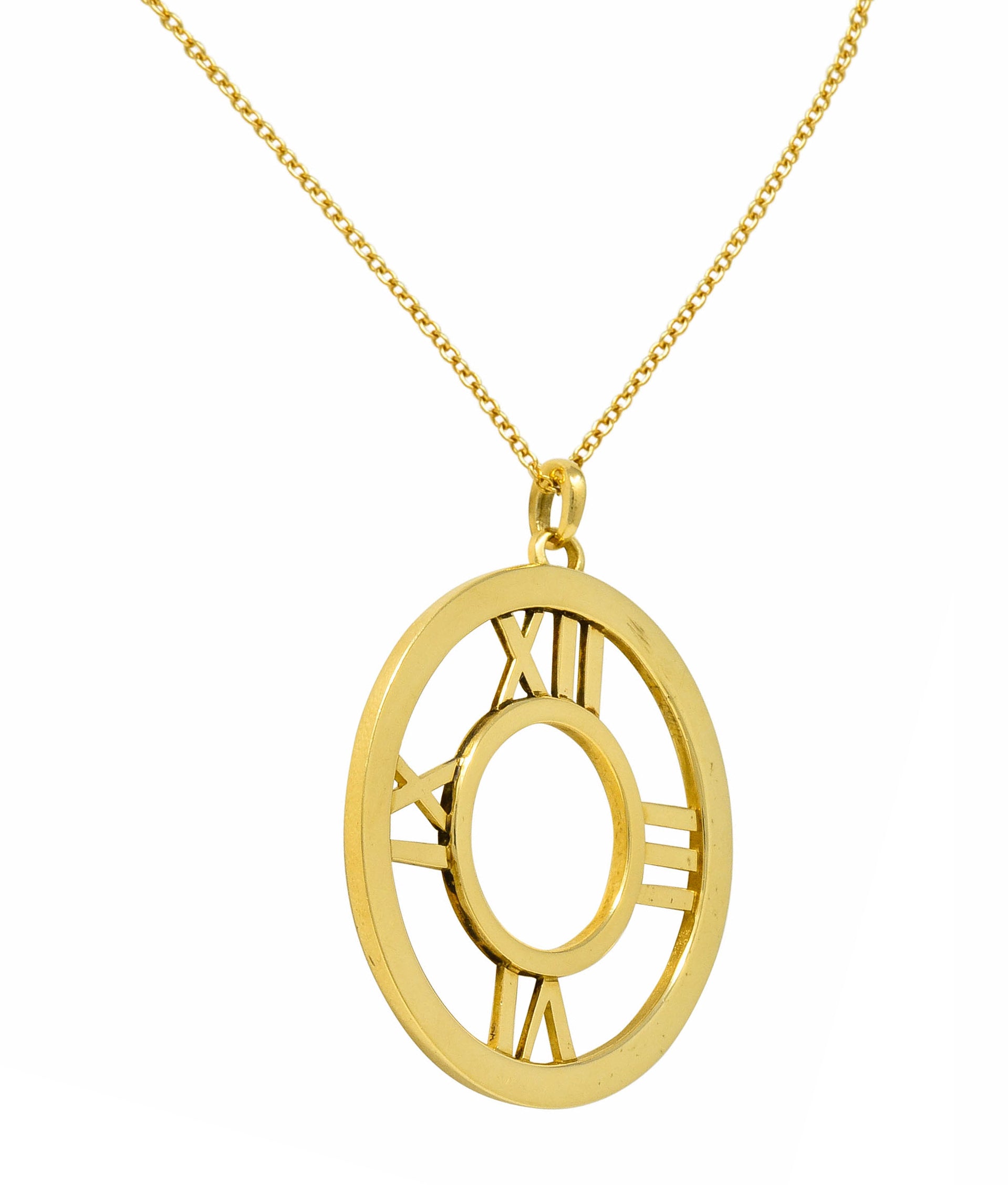 2003 Tiffany & Co. 18 Karat Gold Circular Atlas Pendant Necklace - Wilson's Estate Jewelry