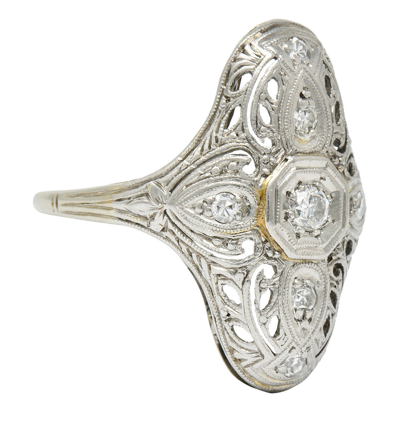 Edwardian Diamond Platinum-Topped 18 Karat White Gold Dinner RingRing - Wilson's Estate Jewelry