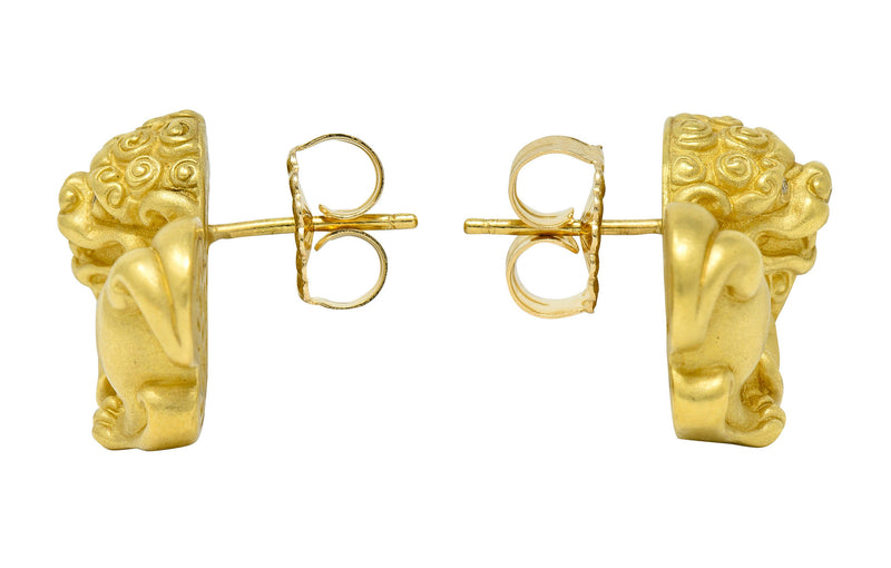 Vintage Kieselstein Cord Diamond 18 Karat Yellow Gold Chinese Lion EarringsEarrings - Wilson's Estate Jewelry