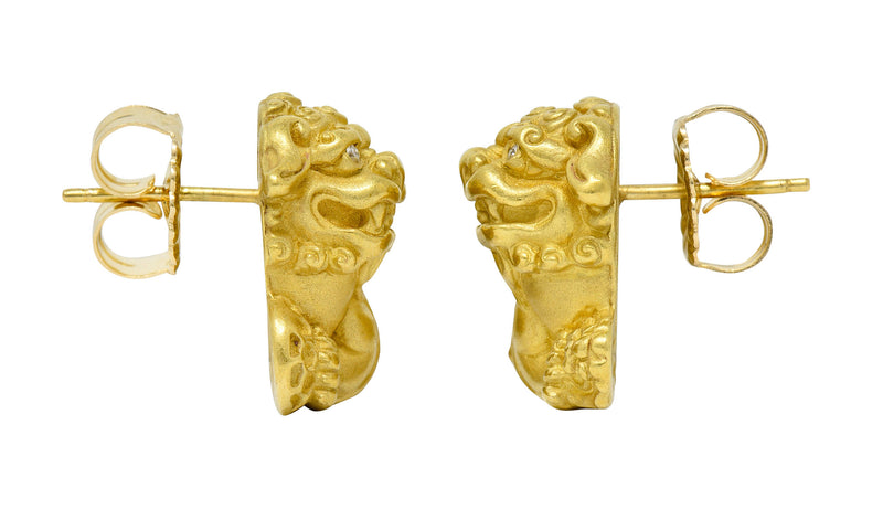 Vintage Kieselstein Cord Diamond 18 Karat Yellow Gold Chinese Lion EarringsEarrings - Wilson's Estate Jewelry