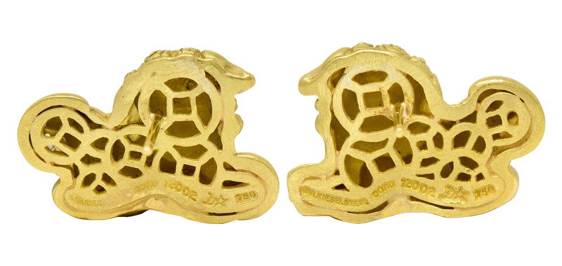 Vintage Kieselstein Cord Diamond 18 Karat Yellow Gold Chinese Lion EarringsEarrings - Wilson's Estate Jewelry