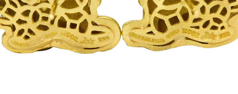 Vintage Kieselstein Cord Diamond 18 Karat Yellow Gold Chinese Lion EarringsEarrings - Wilson's Estate Jewelry