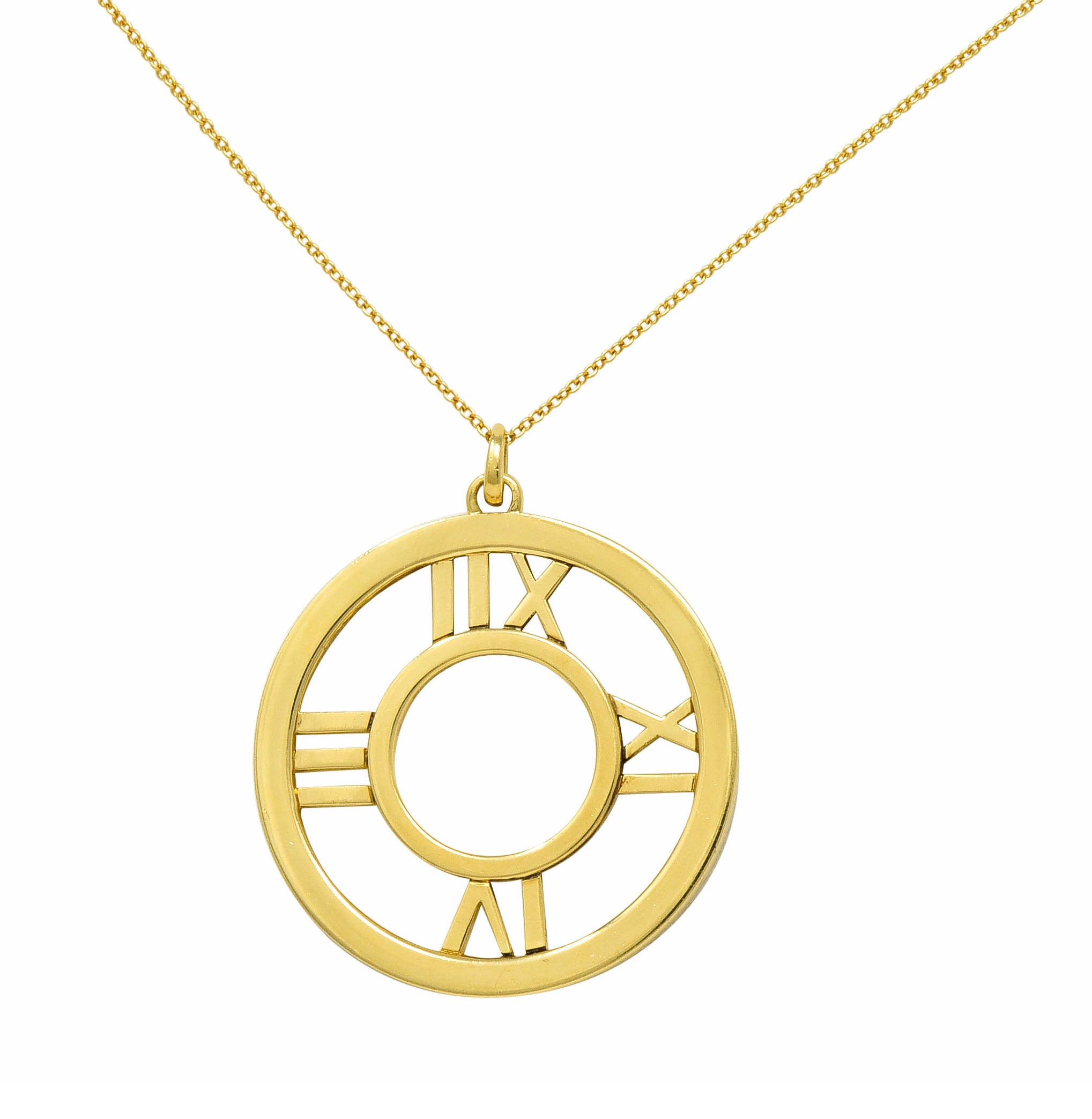 2003 Tiffany & Co. 18 Karat Gold Circular Atlas Pendant Necklace - Wilson's Estate Jewelry