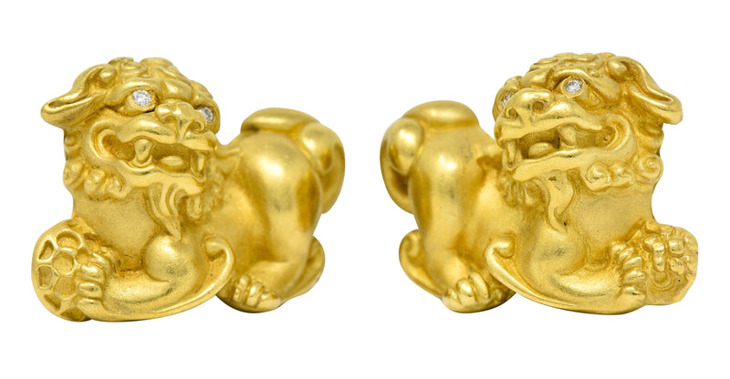 Vintage Kieselstein Cord Diamond 18 Karat Yellow Gold Chinese Lion EarringsEarrings - Wilson's Estate Jewelry