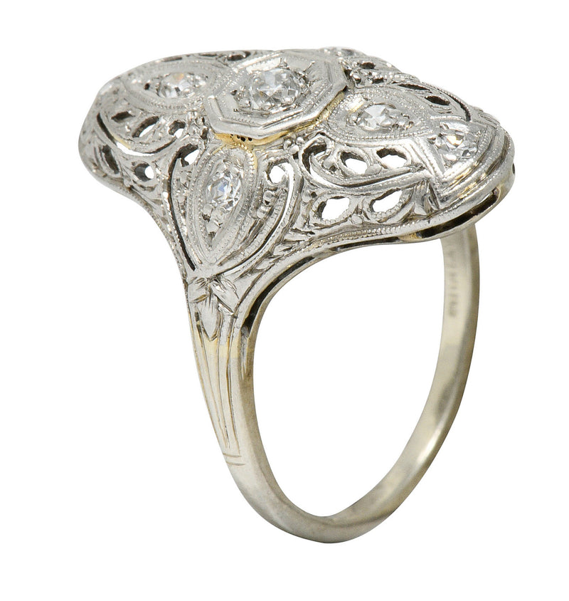 Edwardian Diamond Platinum-Topped 18 Karat White Gold Dinner RingRing - Wilson's Estate Jewelry