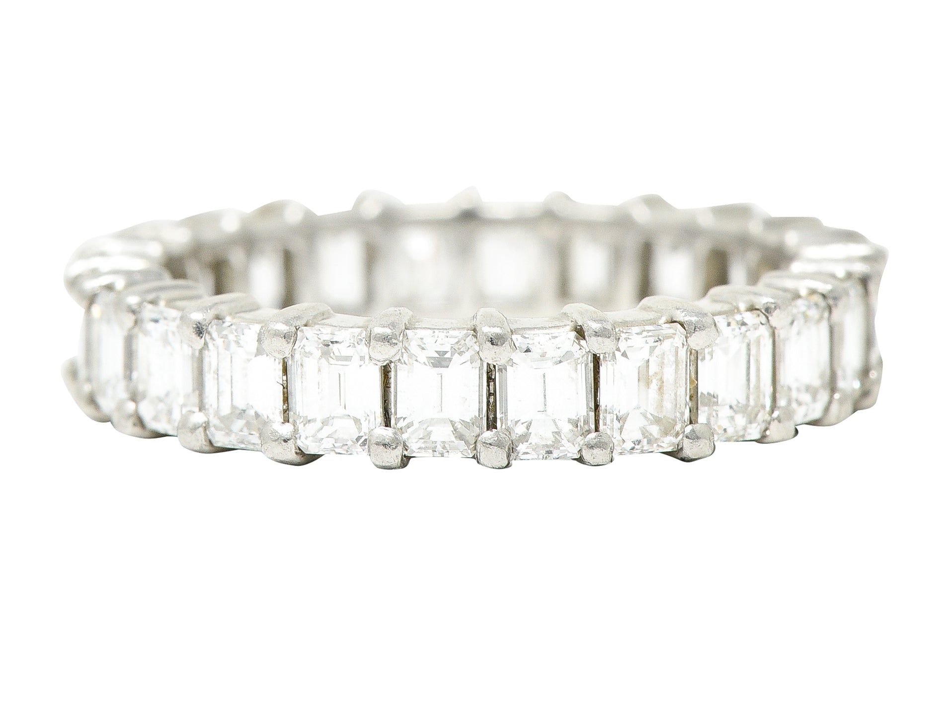 Mid-Century 3.00 CTW Emerald Cut Diamond Platinum Vintage Eternity Band Ring Wilson's Estate Jewelry