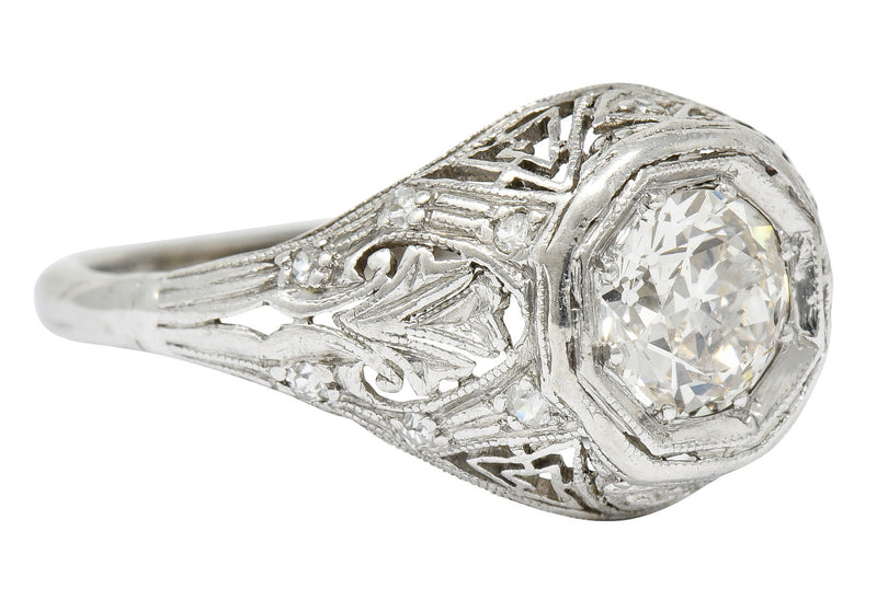 Early Art Deco 0.75 CTW Diamond 14 Karat White Gold Engagement RingRing - Wilson's Estate Jewelry
