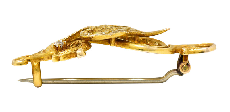 Riker Brothers Art Nouveau Diamond 14 Karat Gold Serpent Dragon Pendant BroochBrooch - Wilson's Estate Jewelry