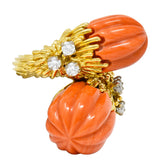1968 Kutchinsky Diamond Coral 18 Karat Gold Vintage Bypass RingRing - Wilson's Estate Jewelry