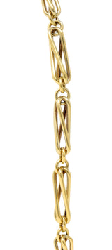 1960's 18 Karat Yellow Gold Elongated Twist Link Vintage Chain Necklace