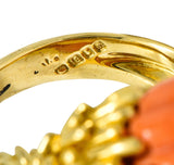 1968 Kutchinsky Diamond Coral 18 Karat Gold Vintage Bypass RingRing - Wilson's Estate Jewelry