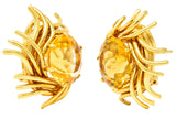 Schlumberger Tiffany & Co. Citrine 18 Karat Yellow Gold Vintage Woven Gold Nest Earrings Wilson's Estate Jewelry