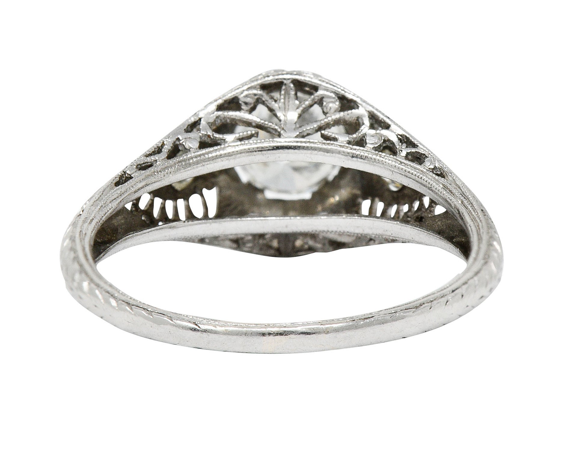 Late Edwardian 0.60 CTW Diamond Platinum Trellis Engagement RingRing - Wilson's Estate Jewelry