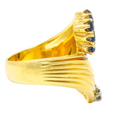 1980's Vintage Sapphire Diamond 18 Karat Gold Bypass RingRing - Wilson's Estate Jewelry