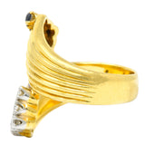 1980's Vintage Sapphire Diamond 18 Karat Gold Bypass RingRing - Wilson's Estate Jewelry