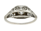Art Deco 0.58 CTW Diamond 18 Karat White Gold Floral Vintage Engagement Ring