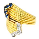 1980's Vintage Sapphire Diamond 18 Karat Gold Bypass RingRing - Wilson's Estate Jewelry