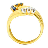 1980's Vintage Sapphire Diamond 18 Karat Gold Bypass RingRing - Wilson's Estate Jewelry