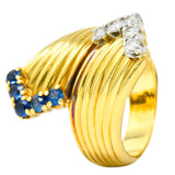 1980's Vintage Sapphire Diamond 18 Karat Gold Bypass RingRing - Wilson's Estate Jewelry