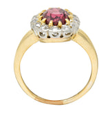 Edwardian Rhodolite Garnet Diamond Platinum-Topped 14 Karat Gold Cluster RingRing - Wilson's Estate Jewelry