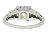 Art Deco 2.31 CTW Diamond Platinum Square Form Engagement Ring GIARing - Wilson's Estate Jewelry