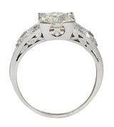 Art Deco 2.31 CTW Diamond Platinum Square Form Engagement Ring GIARing - Wilson's Estate Jewelry