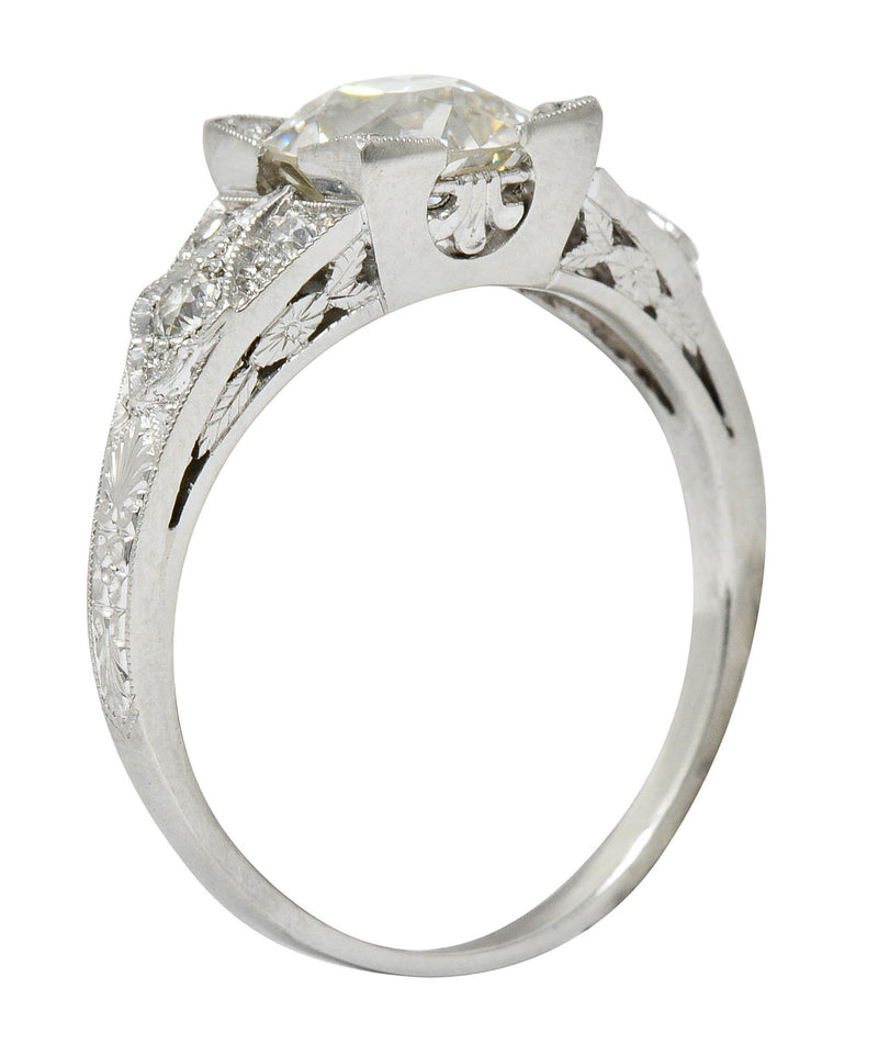 Art Deco 2.31 CTW Diamond Platinum Square Form Engagement Ring GIARing - Wilson's Estate Jewelry