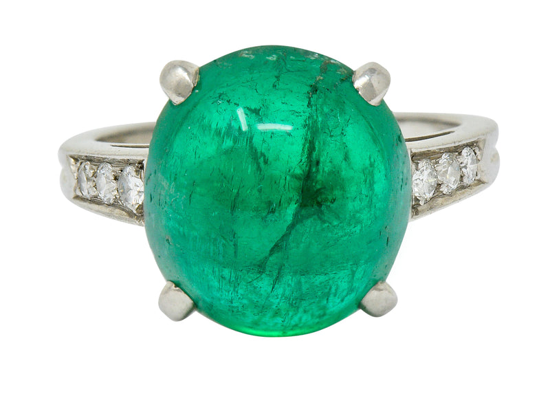 Tiffany & Co. Retro 7.15 CTW Colombian Emerald Diamond Platinum Statement Ring AGLRing - Wilson's Estate Jewelry
