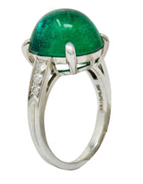 Tiffany & Co. Retro 7.15 CTW Colombian Emerald Diamond Platinum Statement Ring AGLRing - Wilson's Estate Jewelry