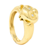 Van Cleef & Arpels French Diamond 18 Karat Yellow Gold Vintage Teddy Bear Convertible Pendant To Band Ring Wilson's Estate Jewelry