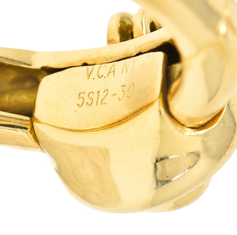 Van Cleef & Arpels French Diamond 18 Karat Yellow Gold Vintage Teddy Bear Convertible Pendant To Band Ring Wilson's Estate Jewelry