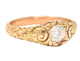 1880's Victorian 0.41 CTW Old Mine Diamond 14 Karat Yellow Gold Unisex Antique Gypsy Band Ring Wilson's Estate Jewelry