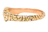 1880's Victorian 0.41 CTW Old Mine Diamond 14 Karat Yellow Gold Unisex Antique Gypsy Band Ring Wilson's Estate Jewelry