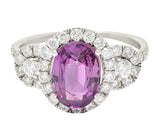 Orianne 3.10 CTW Pink Sapphire Diamond Platinum Triple Halo Ring Wilson's Antique & Estate Jewelry