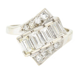 Art Deco 1.00 CTW Diamond 14 Karat White Gold Vintage Bypass Ring Wilson's Estate Jewelry
