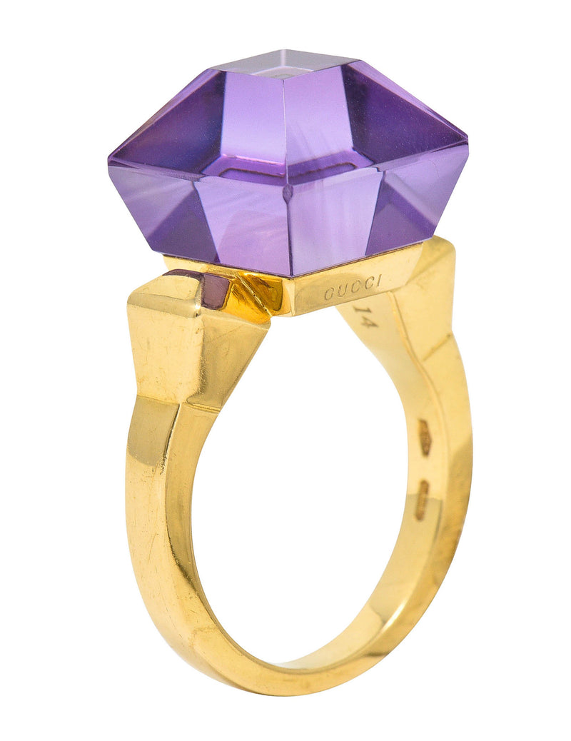 Gucci Amethyst 18 Karat Gold Chiodo Statement RingRing - Wilson's Estate Jewelry
