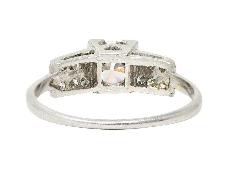 Art Deco 0.65 CTW Old European Diamond Platinum Double Row Vintage Engagement Ring Wilson's Estate Jewelry