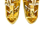 1970's Vintage Italian 2.08 CTW Diamond 18 Karat Two-Tone Gold Woven J Hoop EarringsEarrings - Wilson's Estate Jewelry