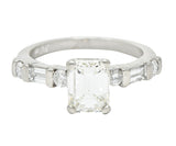 Mid-Century 1.85 CTW Emerald Cut Diamond Platinum Engagement Ring Circa 1950 Wilson's Antique & Estate Jewelry