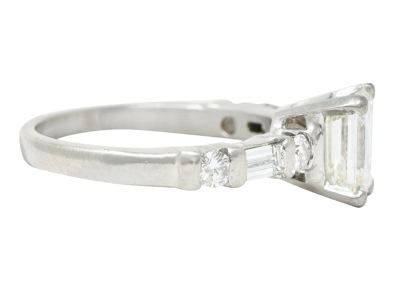 Mid-Century 1.85 CTW Emerald Cut Diamond Platinum Engagement Ring Circa 1950 Wilson's Antique & Estate Jewelry