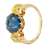 Victorian 6.64 CTW Natural Spinel Diamond 18 Karat Rose Gold Three Stone Ring AGL GIARing - Wilson's Estate Jewelry