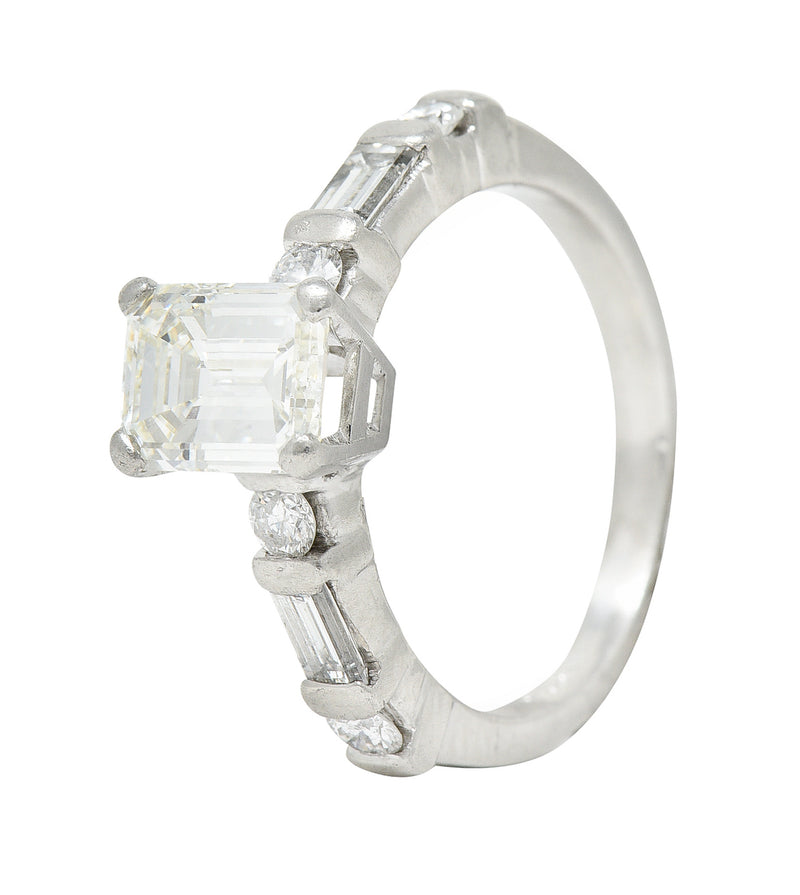 Mid-Century 1.85 CTW Emerald Cut Diamond Platinum Engagement Ring Circa 1950 Wilson's Antique & Estate Jewelry