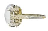 Art Deco Moonstone Cabochon 18 Karat White Gold Statement RingRing - Wilson's Estate Jewelry