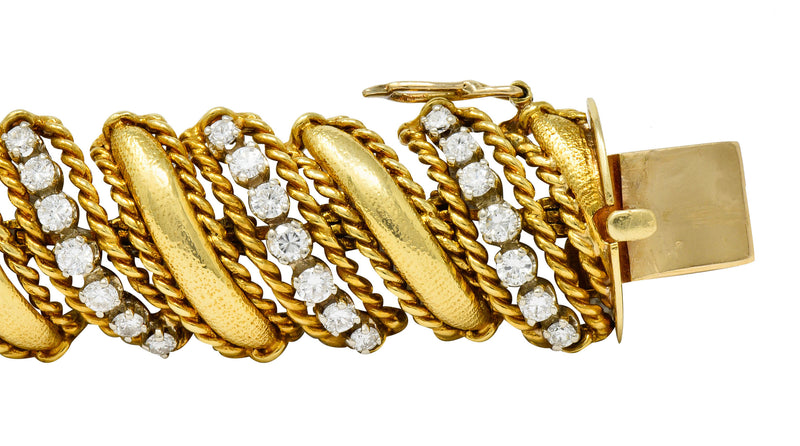 1970's Vintage 7.92 CTW Diamond 18 Karat Gold Link Bracelet - Wilson's Estate Jewelry